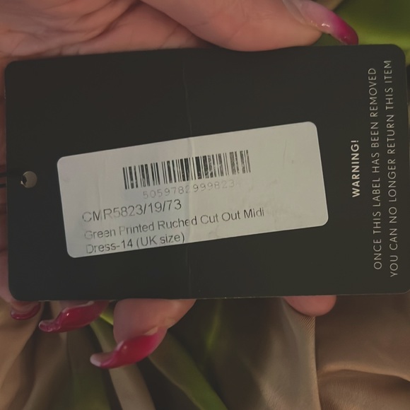 Green Printed Ruched Cut Out Midi Dress - Picture 4 of 4